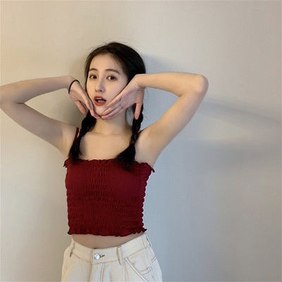 Korean Wrinkle tube Top Tanktop Kemben Tali Strape