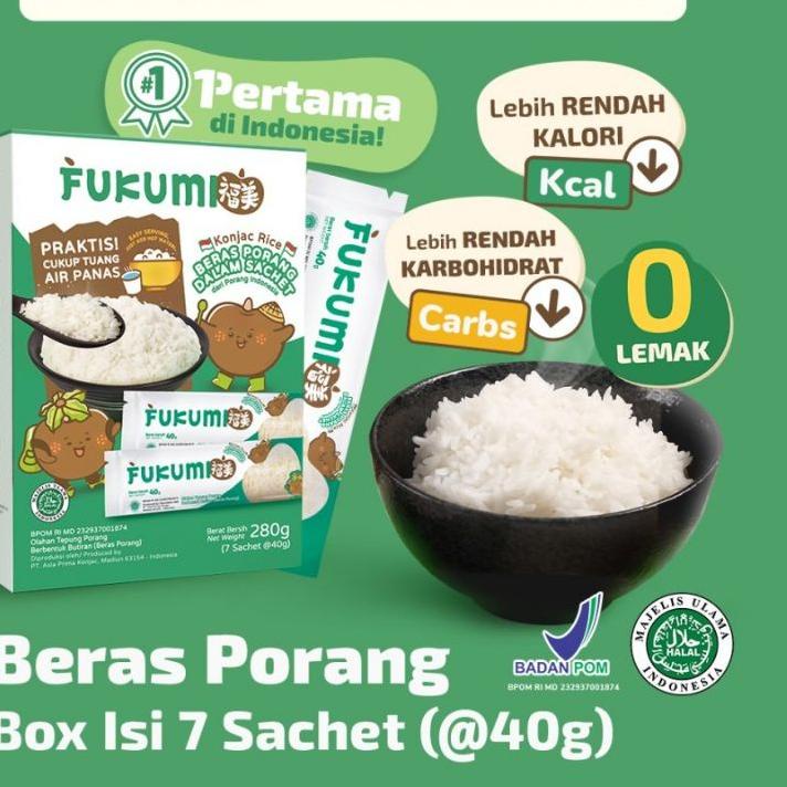 

EBR968 Fukumi Beras Porang / Konjac Rice - 1 Box Isi 7 Sachet 280gr ++