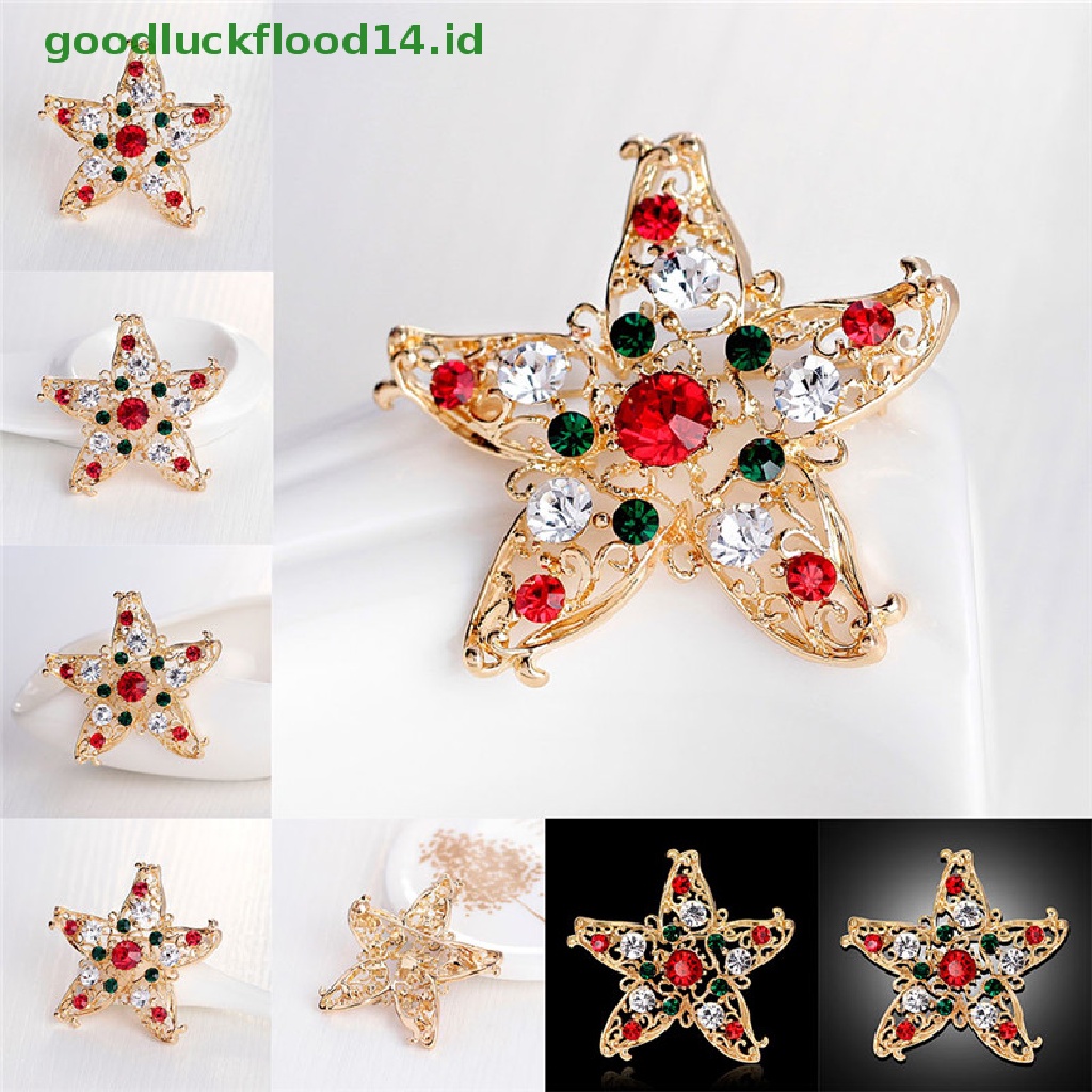 [GOOGFOUR] 1x Fashion Unisex Bintang Kristal Berlian Imitasi Snowman Natal Bros Pin Hadiah Xmas [TOP]