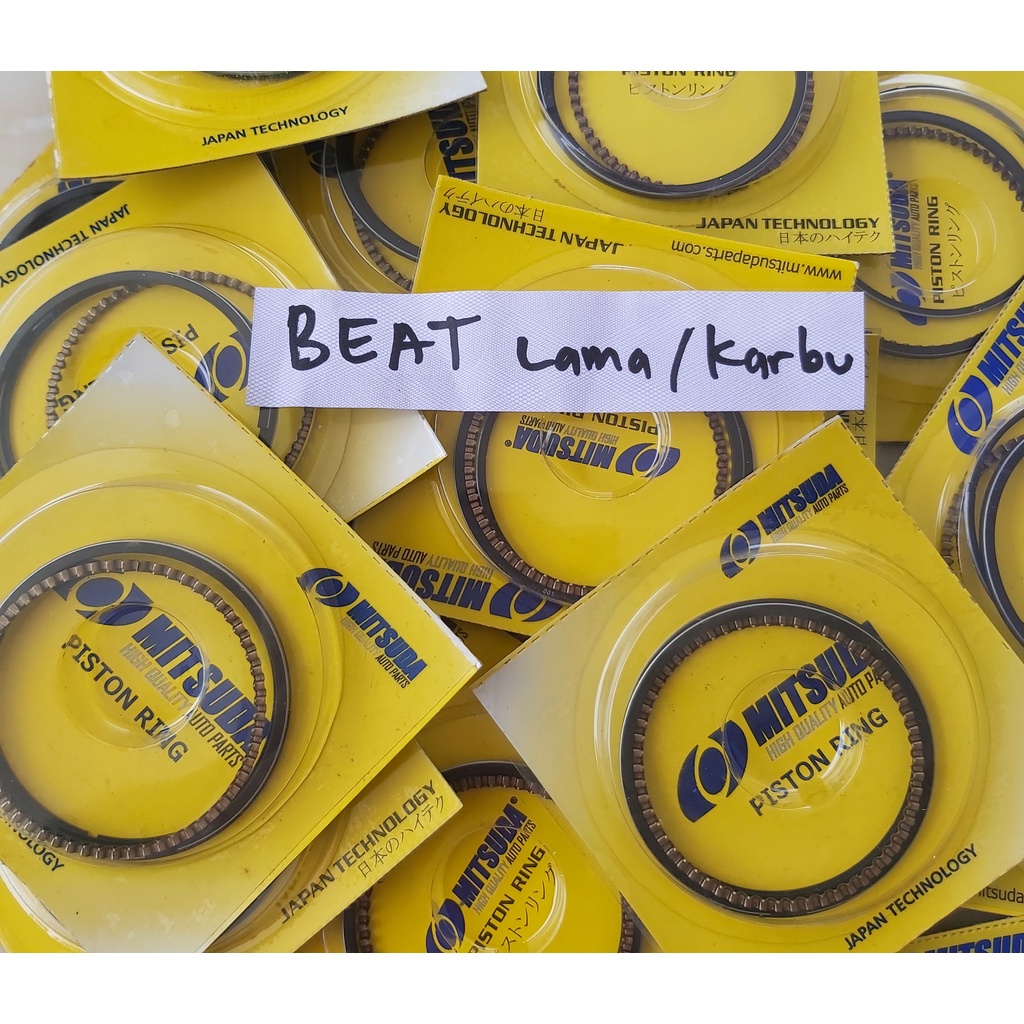 Ring Piston Mitsuda BEAT Karbu 2008 - 2012 / BEAT Lama ( KVY ) os 50 - 150 dan STD /  Ring Seher KVY
