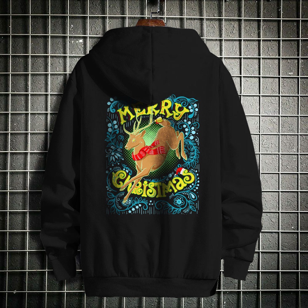 HIPNOP CHRISTMAS DEER Outerwear Unisex Hoodie Sablon Pria Premium Jaket Pria Jumper Hoodie