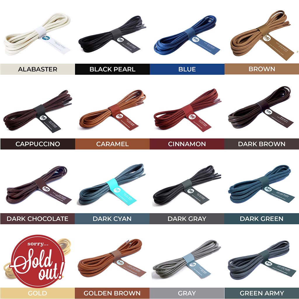 Tali Sepatu Lilin Oval 120cm 3.5mm Variasi Warna untuk Boots