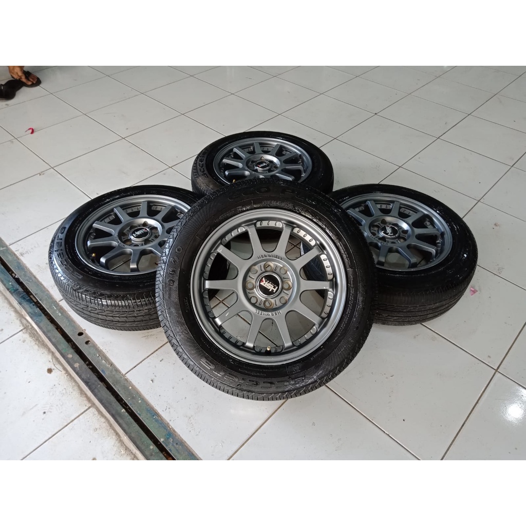 1 Set Velg Bekas Murah HSR GYMKANA Ring 15 PCD 4 100/114 + Ban 185 65 r15 Untuk Xenia, Mobilio, Sigra