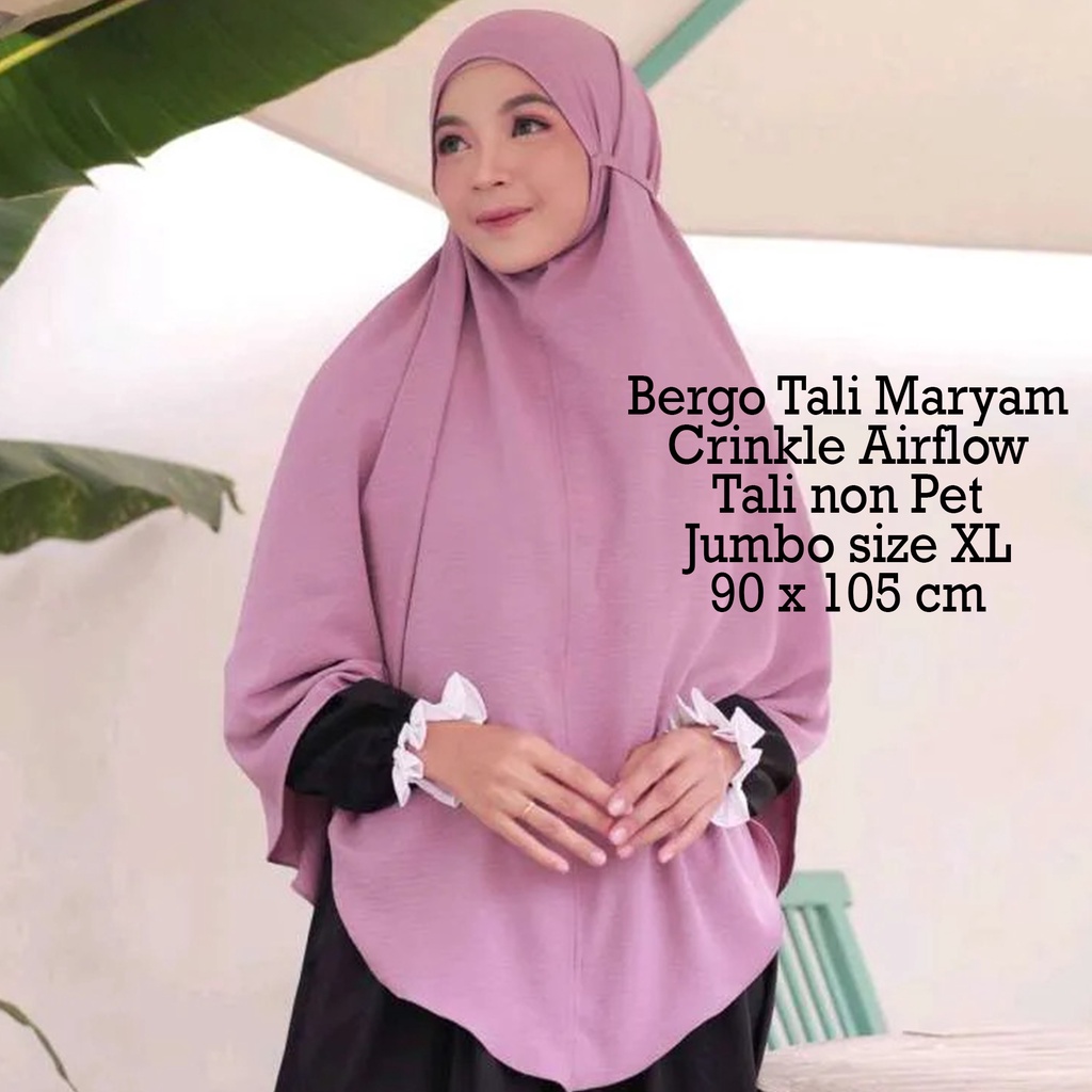 11 - 11 SALE BERGO XL Man Jadda Hijab Bergo Mariyam Jumbo Crinkle Airflow Jilbab Khimar Instant Bergo Maryam Cringkle non pet size XL