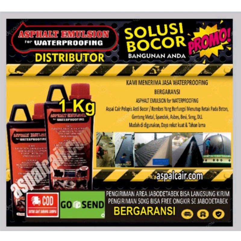 pelapis bocor aspal cair/asphalt emulsion/bocor dak/atap bocor/anti bocor