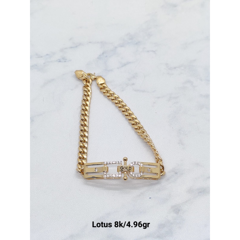 Gelang rantai fancy tebal kadar 375 8k lotus fashion wanita dewasa