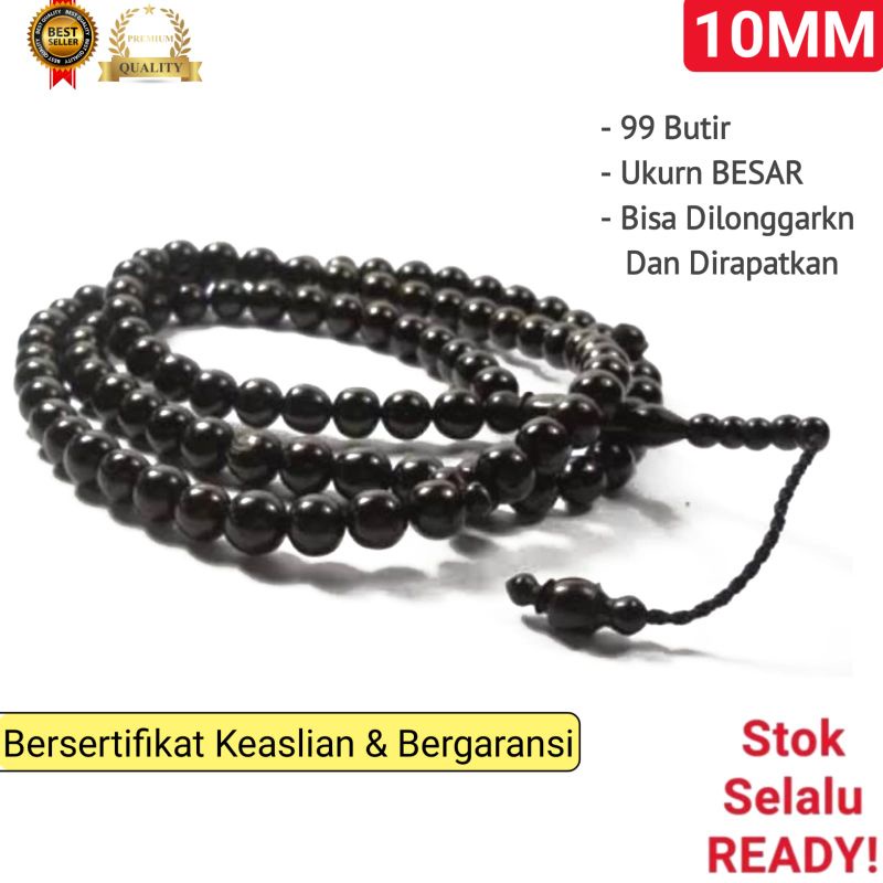 Tasbih Kokka Kaukah Kaokah Koka Asli 10mm 99 Butir hitam