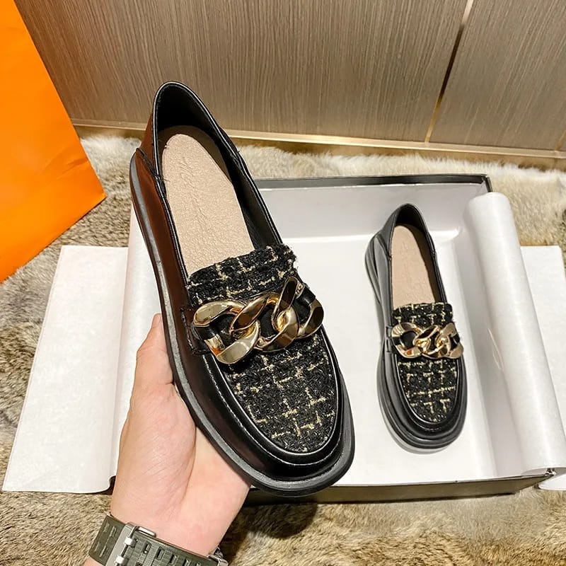 SEPATU WANITA LOAFERS '' VANDDA '' RANTAI GOLD PREMIUM 031