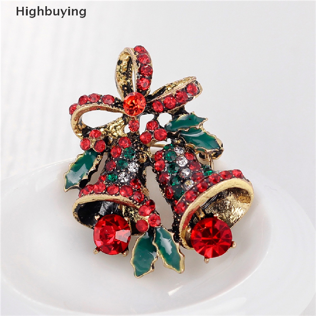 Hbid 1pc Fashion Natal Berlian Imitasi Lucu Christmas Bell Bros Pin Xmas Hadiah Pesta Glory