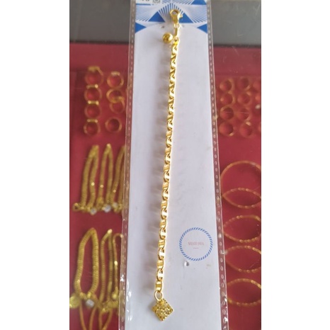 Gelang cartier variasi daun  emas kadar 375