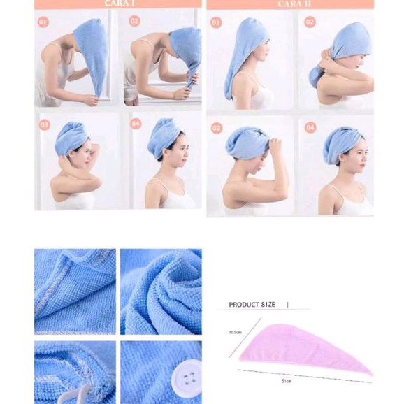 New!!! Handuk Keramas/Handuk Kepala/Hair Style Towel/Handuk Kepala Instan Free Pouch