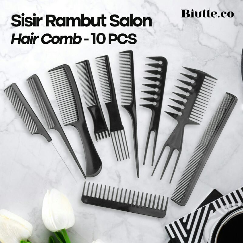 Sisir Rambut Salon Profesional Hair Comb 10 PCS ys-254 Black