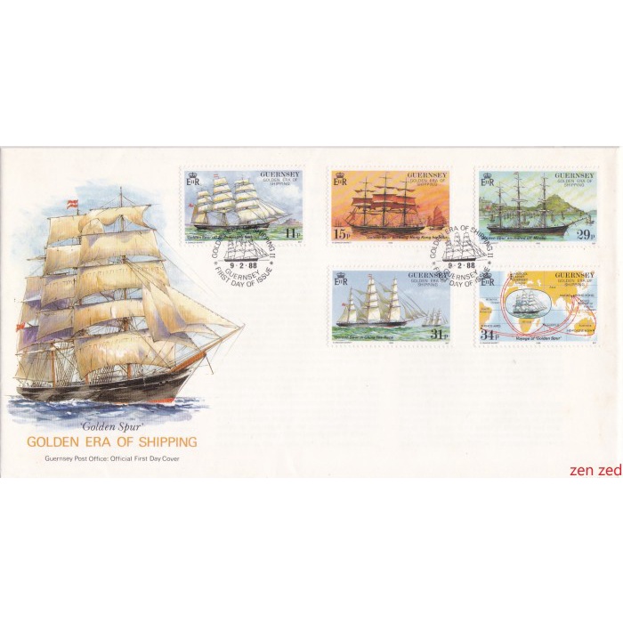 

A734 Prangko Guernsey FDC 1988 Golden Era of Shipping 1 Pcs