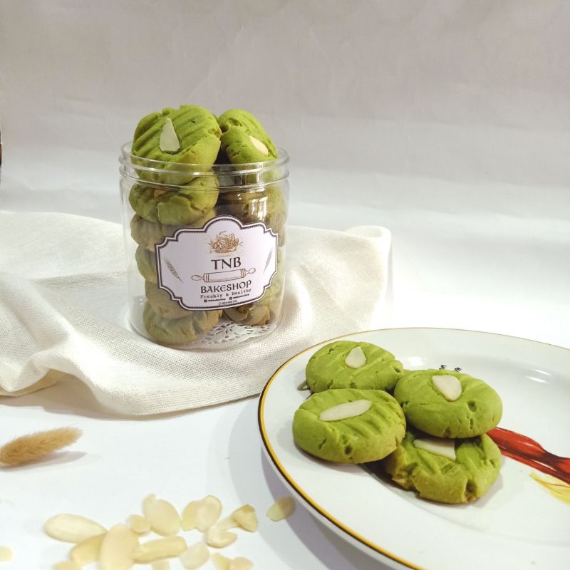 

Greentea Almond Cookies, kue kering almond greentea