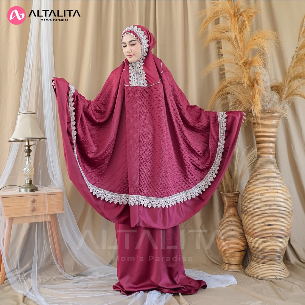 Altalita - Mukenah Renda Mewah Taleetha Jumbo Dewasa Satin Silky Premium Adem Lembut Tebal Terbaru