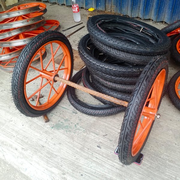 roda gerobak besi 6kecil ban luar dan ban dalam baru