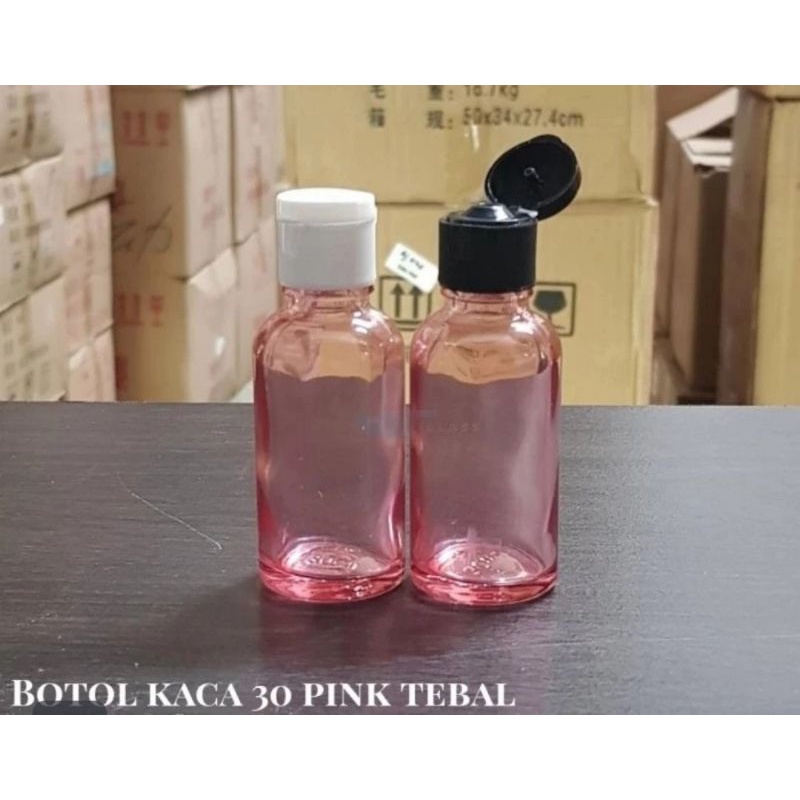 Botol Fliptop 30ml Kaca Pink Botol 30ml Kaca Pink Tutup Fliptop Botol Fliptop 30ml Kaca