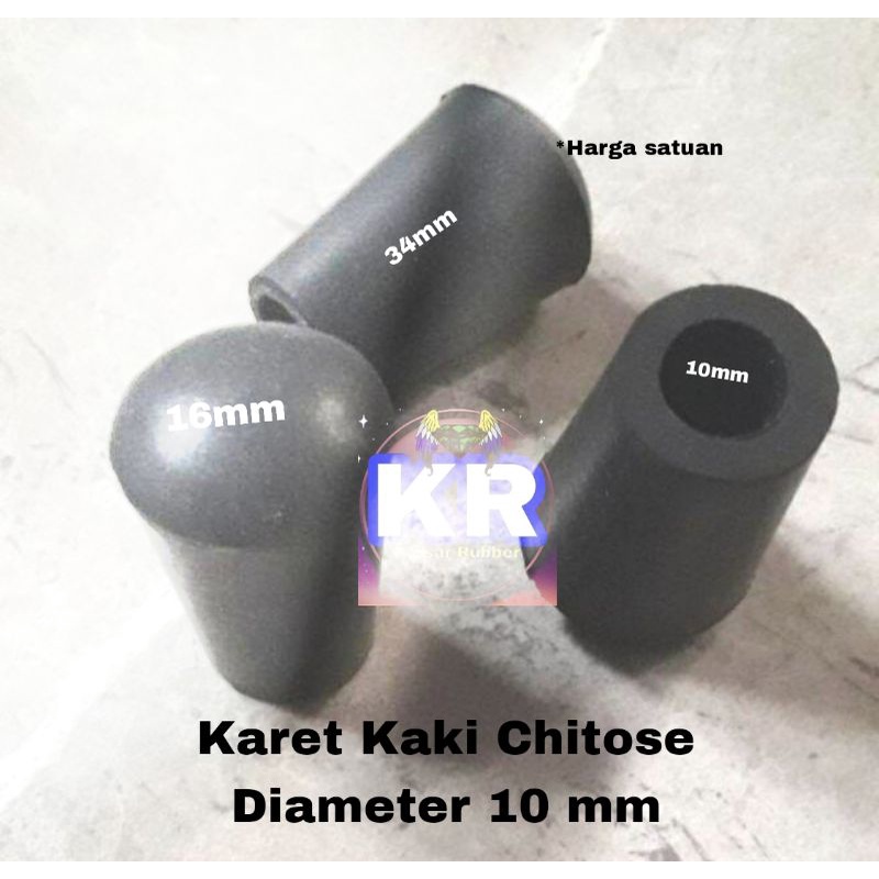 Karet Kaki Chitose/ Cop Diameter 10mm Pelindung Tutup Kaki Kursi Meja Rak Ranjang Lemari Besi Baja Pipa Bulat