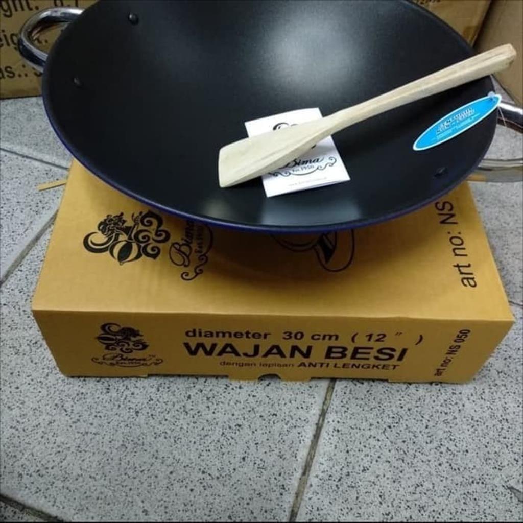 BIMA WAJAN KUALI BESI 30 CM NS050 LAPISAN PENGGORENGAN ANTI LENGKET
