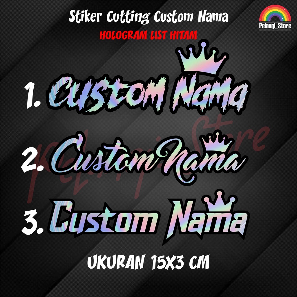 Jual STIKER NAMA HOLOGRAM DAN WARNA TULISAN BEBAS CUTTING STICKER NAMA ...