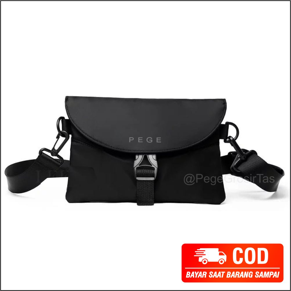 NUZ - Tas Selempang Bahu Polos Pria Slingbag Bahu Korea Style Bisa Digunakan Sebagai Pouch Clutch - PG 8847