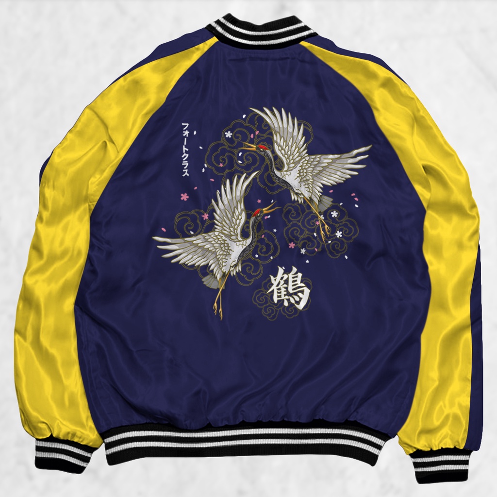 HHIPNOP Jaket Sukajan Crane Sablon Jaket Pria Wanita Distro Unisex Japan Premium Original