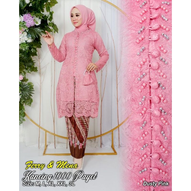 Permata Olshop / Kebaya Tunik Brukat Kancing Busui Payet Modern FM / Kebaya Jumbo Ld 125cm / Kebaya Wisuda / Kebaya Payet Seragam Modern