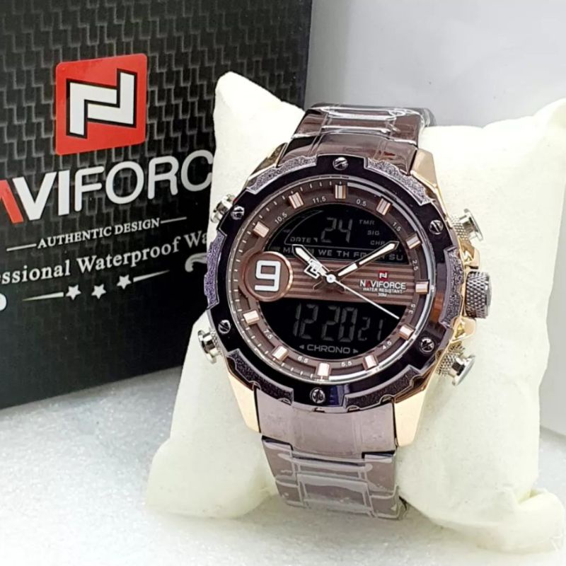 jam tangan pria double time naviforce rantai