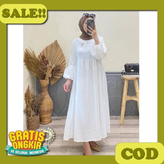 Baju Gamis Muslim Matt Ceruty Babydoll Aksen Mutiara Mewah Amona Dress Gamis Matt Ceruty Babydoll Pr