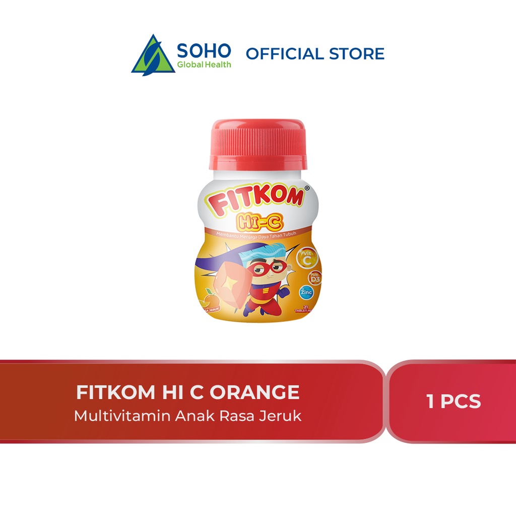 Fitkom HI-C Tablet Hisap Multivitamin Anak Rasa Jeruk isi 21 tablet