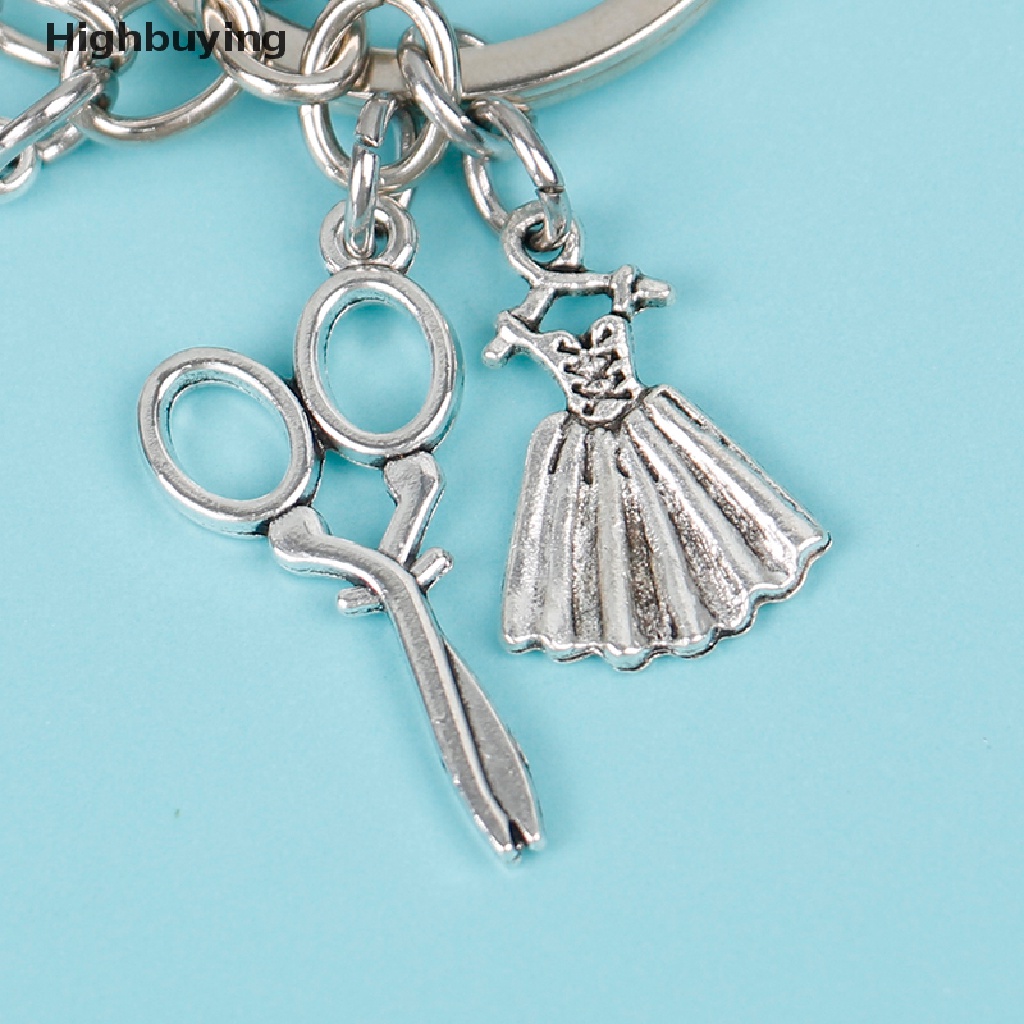 Hbid Gantungan Kunci Mesin Jahit Tailor Key Ring Pita Ukur Gunting Dress Key Chain Glory