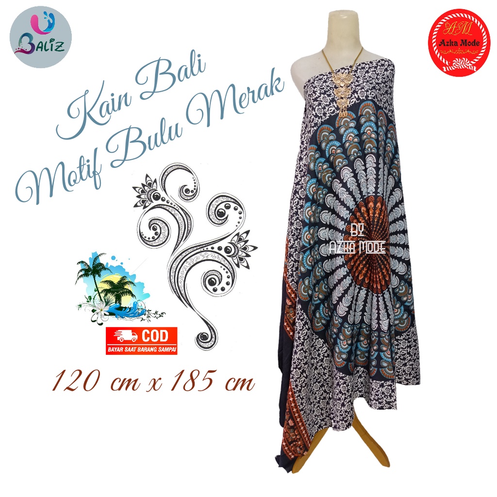 Kain Pantai Kain Bali Pantai - Kain Bali Motif New Bulu Merak Jumbo - Sarung Pantai SEMBILAN MODE - Sarung Bali - Kain Pantai - Kain Katun Jepang - Kain Untuk Hiasan Dinding - Kain Untuk Plafon Mobil Truk Dan Mobil 3/4 Lainnya