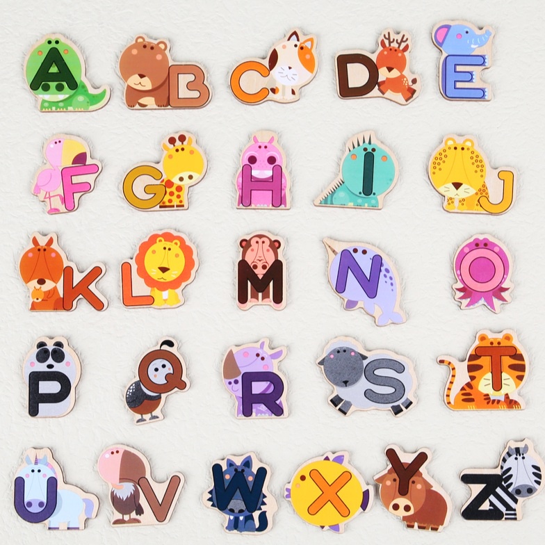 [FUNNY]Mainan Edukasi Anak Huruf ABC Binatang / Animal Alphabet Puzzle / Mainan Puzzle Papan Kayu Huruf A-Z / Mainan Puzzle ABC Binatang