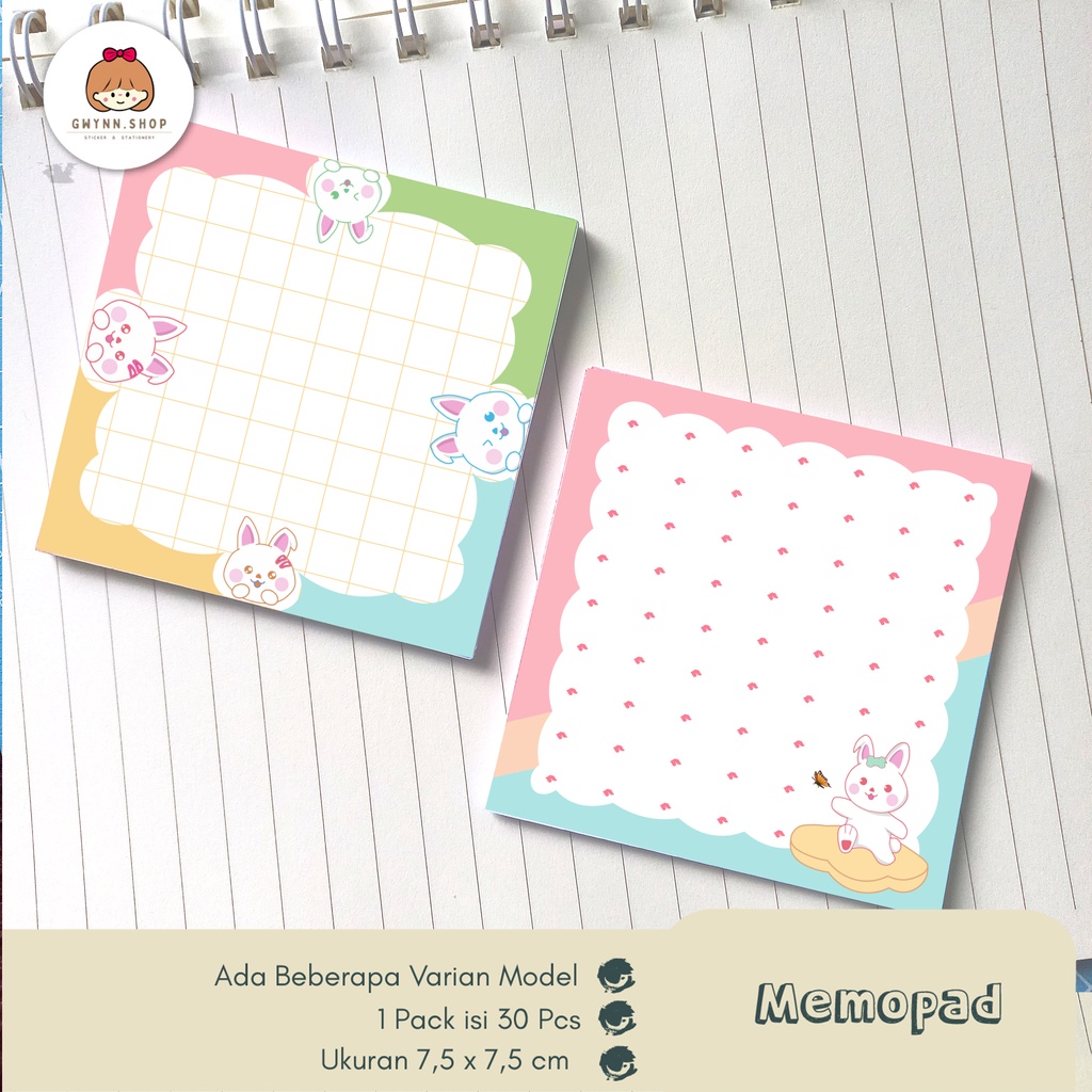 

Memo Pad motif Series 3 (ukuran 7.5 × 7.5 cm) Ketebalan 80 Gsm