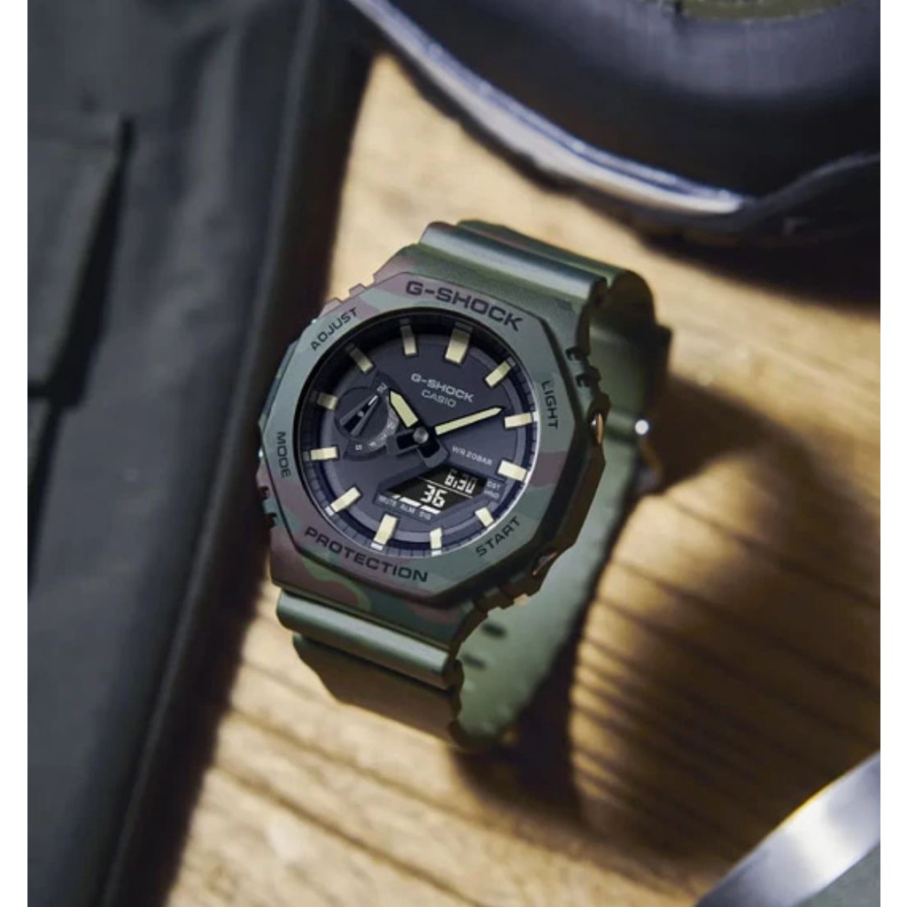 jam tangan pria g-shock ga2100 Wild Explorer Custom Army GAE-2100WE-3A / GA-2100