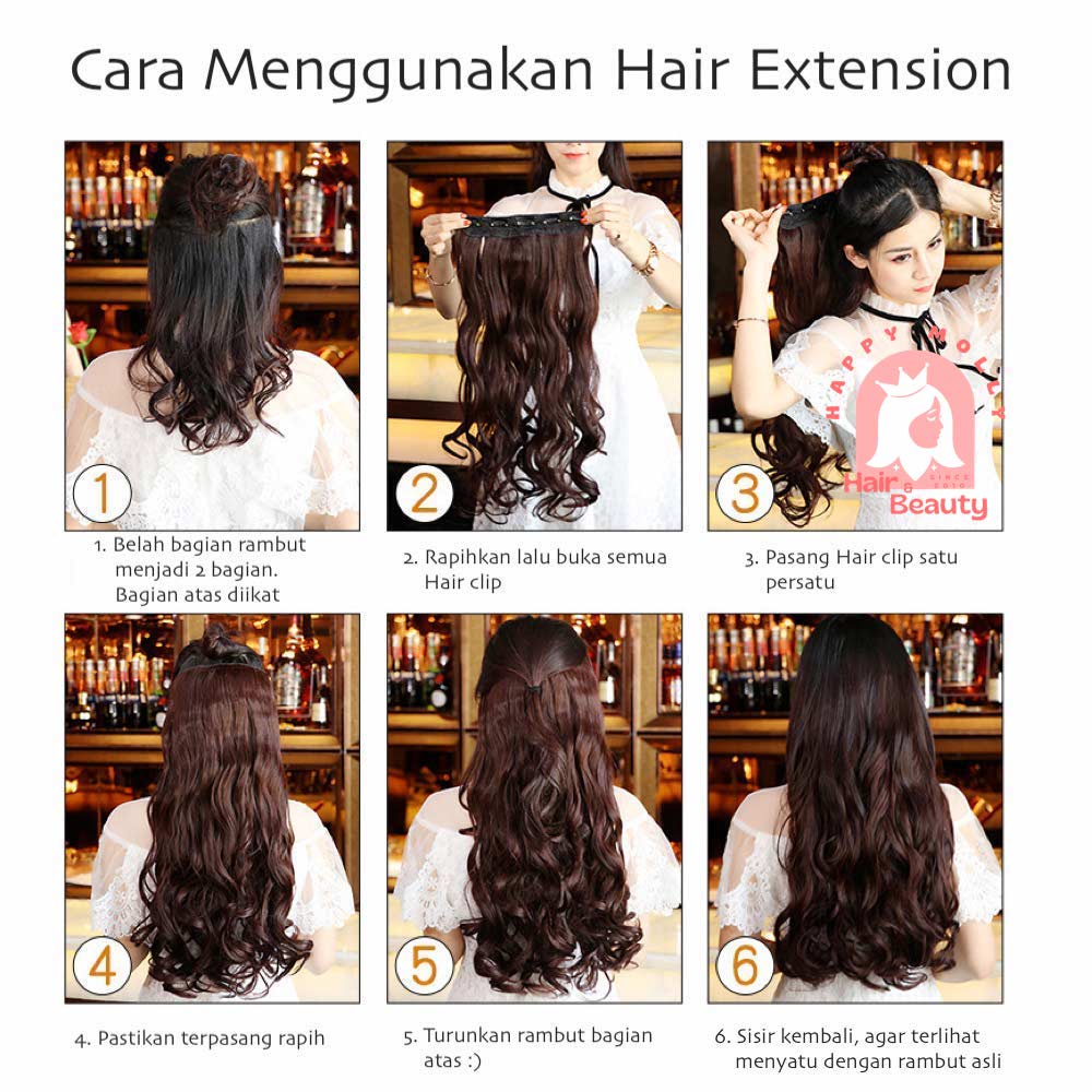 Hair Clip Extension - Highlight Rambut Sambung Palsu - Fashion Wanita Korea - Headpiece Warna Warni W8124 ( Group )