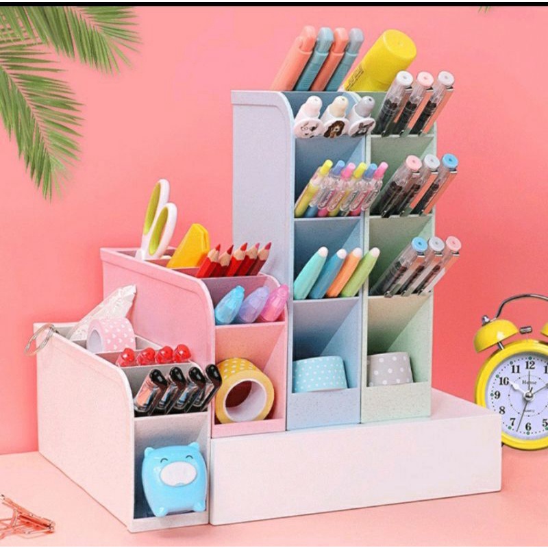 Rak meja mini storage box Rak Organizer 4 sekat laci alat tulis kantor