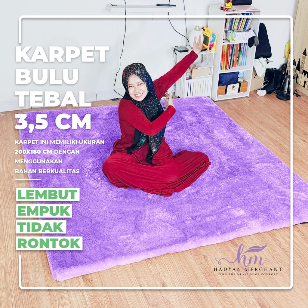 Hoommy - Karpet Bulu Tebal 3,5 cm Ukuran 200x180 cm Ukuran Kasur No.1