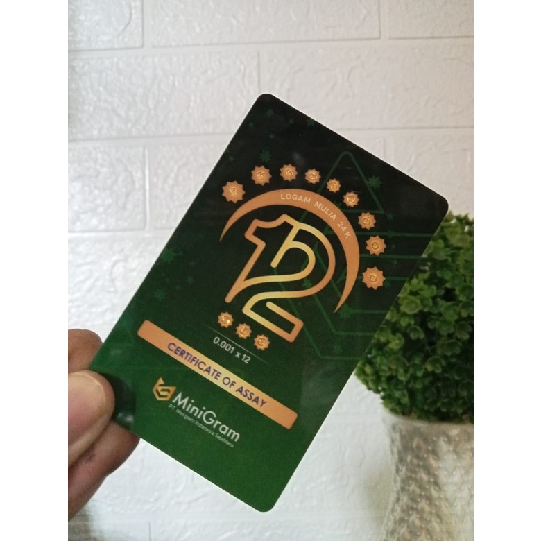 MINIGRAM Gift Series Spesial Limited Edition 0.001 x 12 Gram Hijau Kemasan PVC TERMURAH TERLARIS Emas Mini Emas Batangan Logam Mulia Murni 24 Karat Bersertifikat Resmi Asli Original Tabungan Emas Souvenir Keren Mewah
