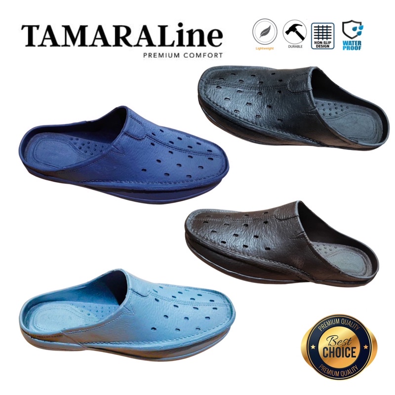 Sepatu Sandal Selop Slide Slip on Karet Pria Dewasa / Remaja - TAMARALINE 201 / Bahan Premium Lentur Empuk Ringan Kuat Anti Slip Anti Air / Model Casual Santai Rumah Kerja Outdoor Kamar Mandi  Murah Original