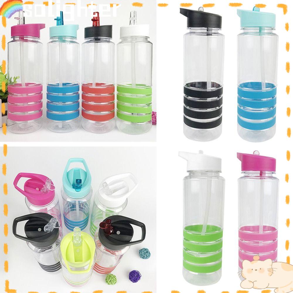 Solighter Sports Water Bottle Kapasitas Besar Dengan Sedotan Flip Top Botol Anti Bocor