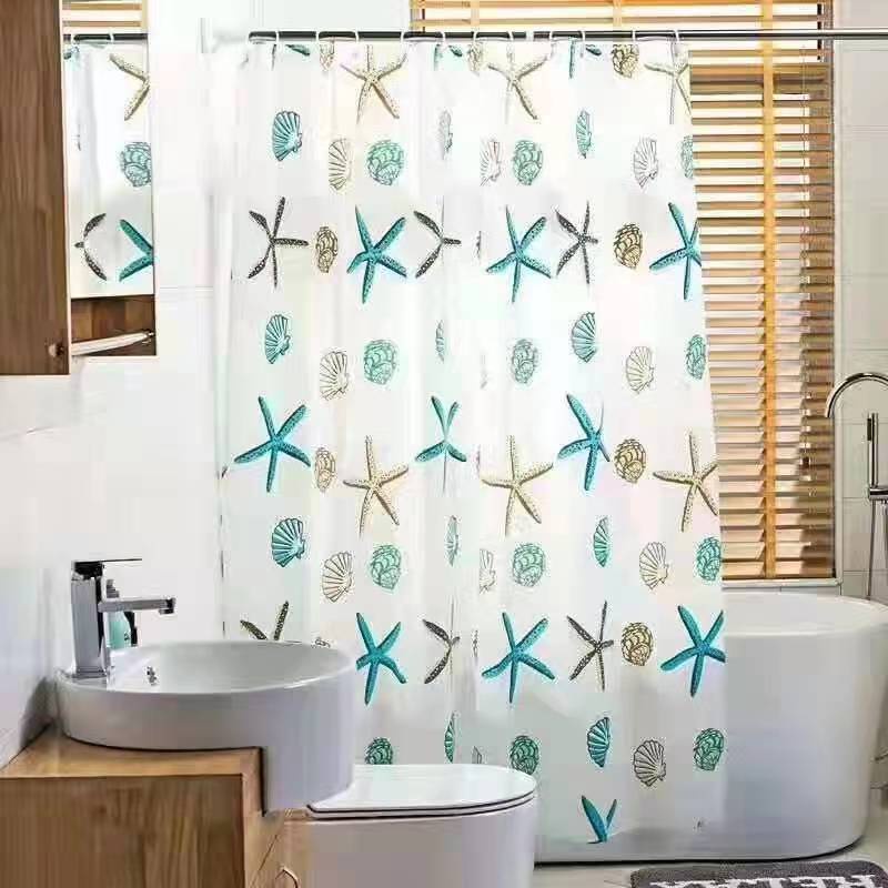 (SerbaSerbi)Gorden Kamar Mandi Anti Air Peva Dilengkapi Pengait /Tirai Kamar Mandi Shower Curtain 183cm x 200cm -Motif