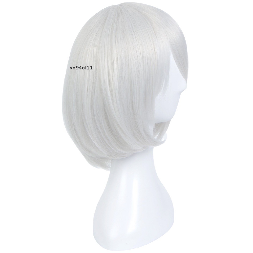 Xo NieR Automata wig YoRHa No.2 Type B Silver-white wig Rambut Palsu Pendek Untuk Perempuan Halloween Natal cosplay Game anime role-playing OL