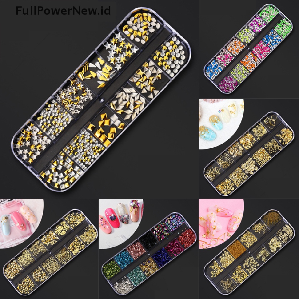 Power Berbagai 3D Nail Art Rhinestones Diamonds Permata Perhiasan Rivet Campur Dekorasi ID