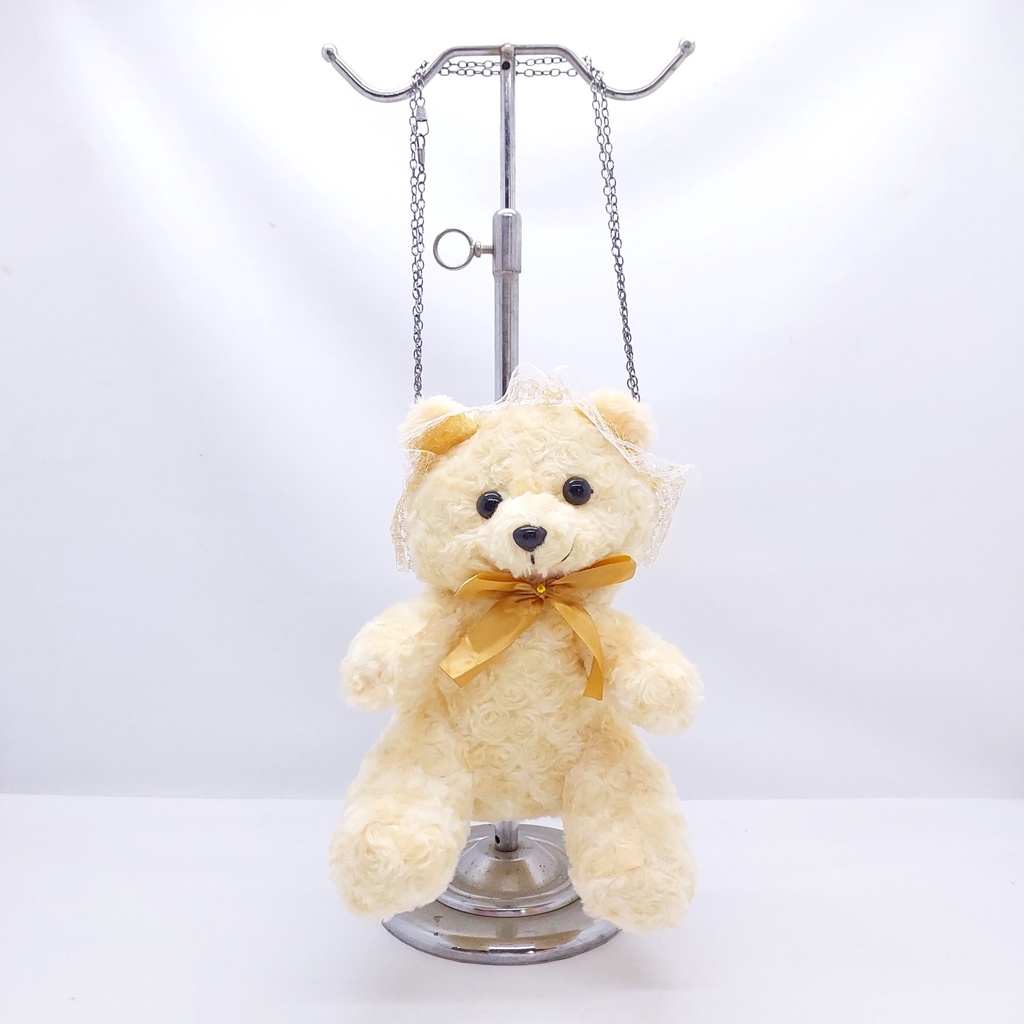 SELEMPANG BONEKA BULU TALI RANTAI / TAS TEDDY BEAR WARNA WARNI / RANSEL ANAK KUCING BULU COLORFUL RAINBOW PELANGI / BONEKA FULL BODDY KECIL