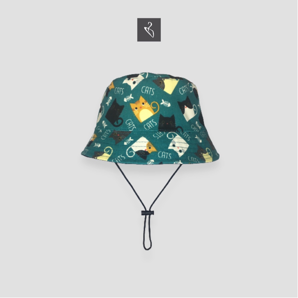 Topi Bucket Hat Anak Tali Motif Animal Hewan