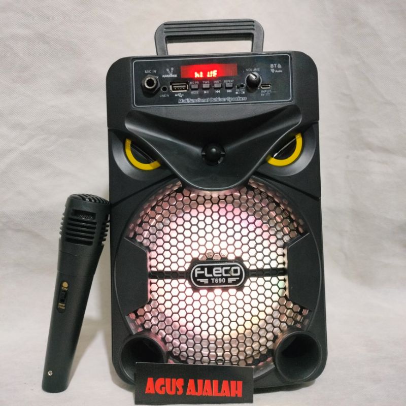 ✅CUCI-GUDANG speaker bluetooth portable karaoke wireless /// speaker fleco T690 xtra bass free micro
