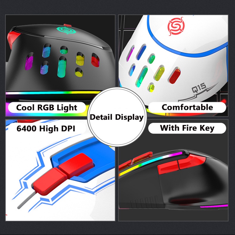 Imice Cool Game Mouse Wired 6400di Mice Nine Button RGB Lighting Untuk Gaming Dengan Kunci Api Mendukung Definisi Makro Mouse Mekanik