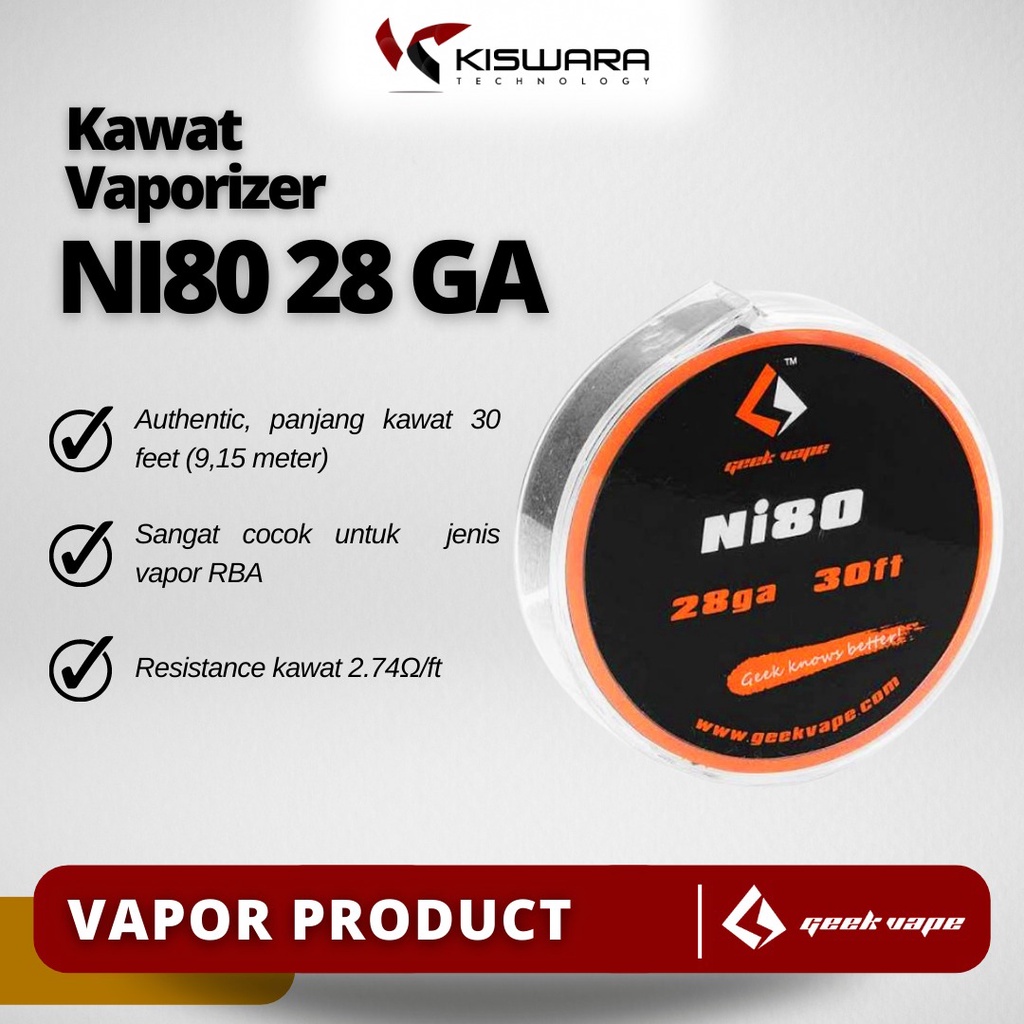 Geek Vape Wire Nichrome Ni80 28 GA 30 Feet [9.15 Meter]