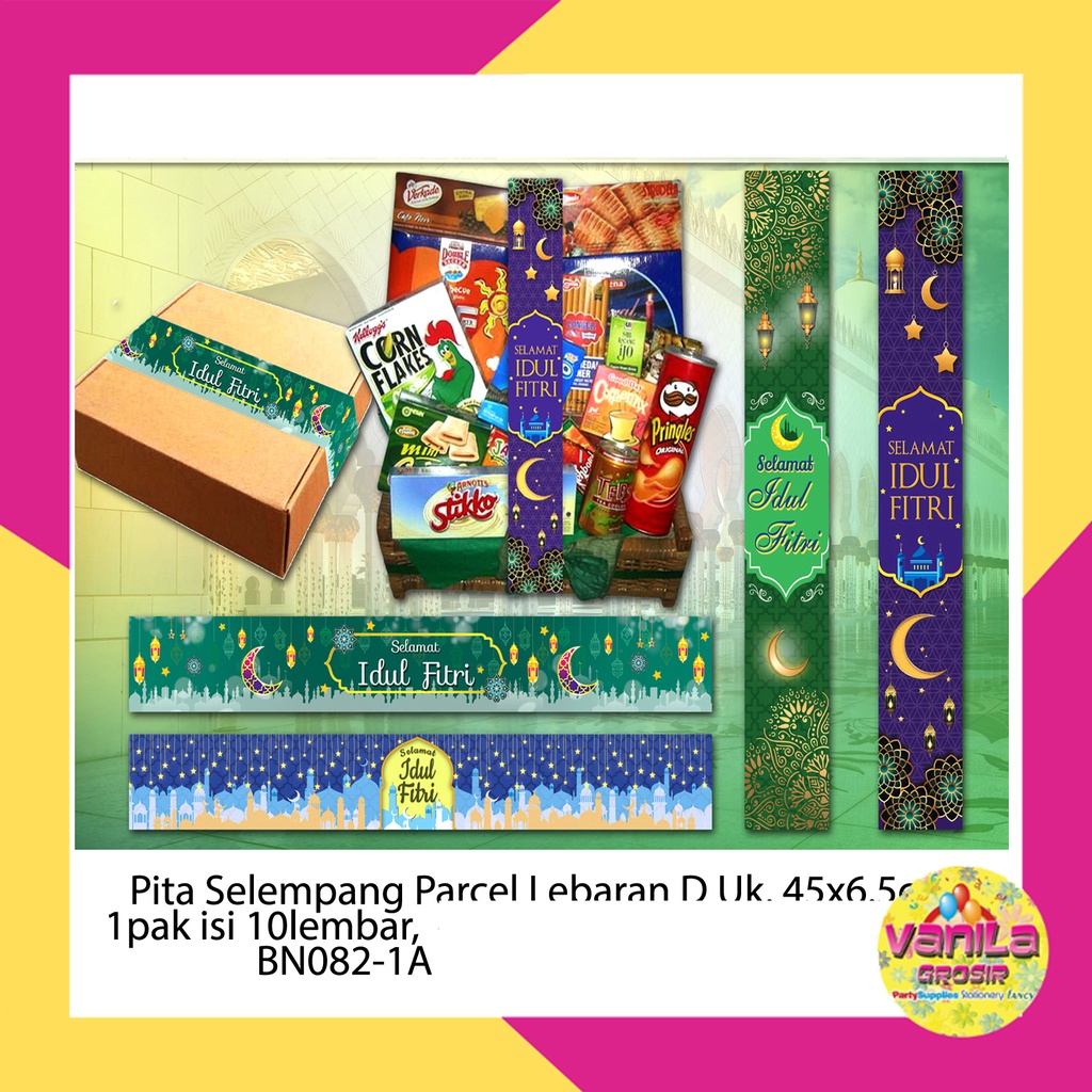 

(1Pak isi 10Pcs) Paper belt Idul Fitri, pita parcel lebaran, paper belt idul fitri, banner bingkisan kue lebaran, hiasan toples idul fitri, pita idul fitri roll, pita idul fitri hampers, selempang idul fitri dekorasi, Wrapping pita toples kue, pita parcel
